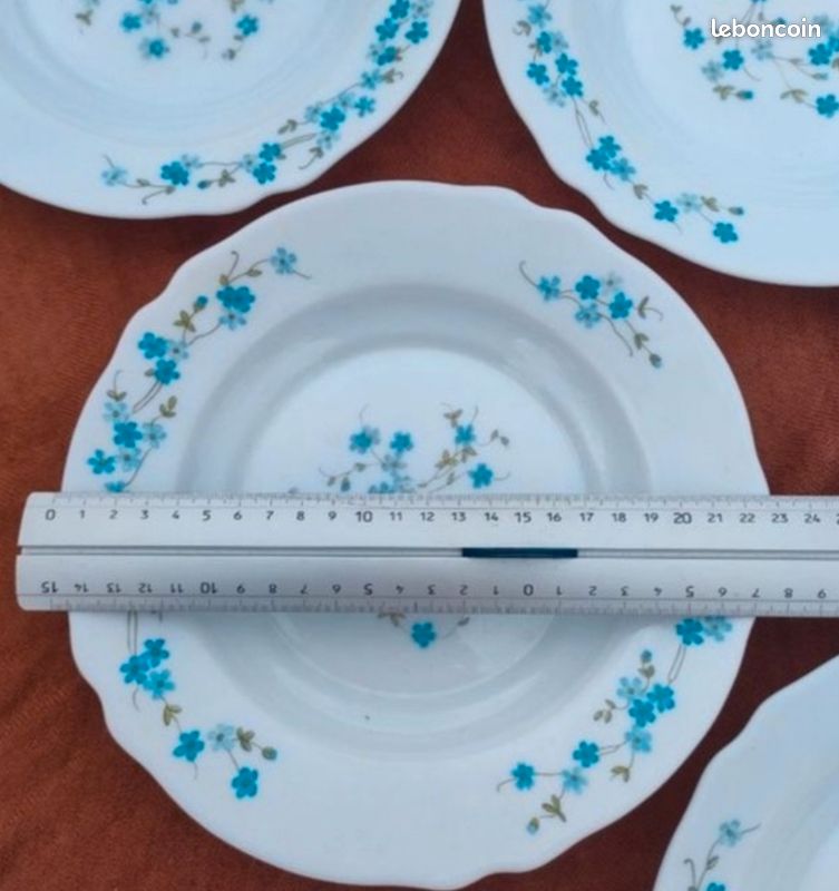 Lot De 5 Assiettes Creuses Arcopal - Modèle Myosotis Veronica (Verre)
