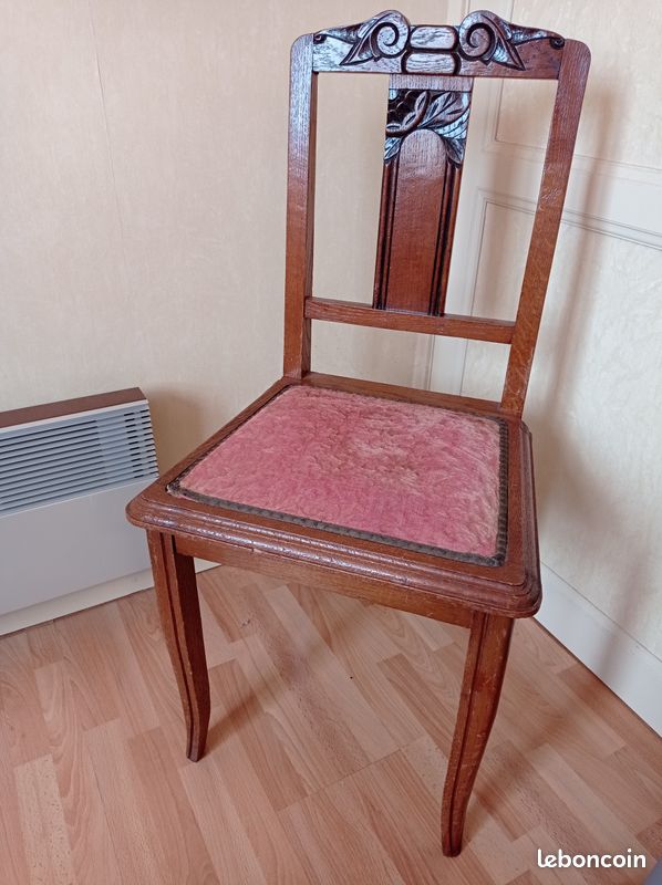 CHAISE Chambre Salon Bois velours Vintage (image 1)