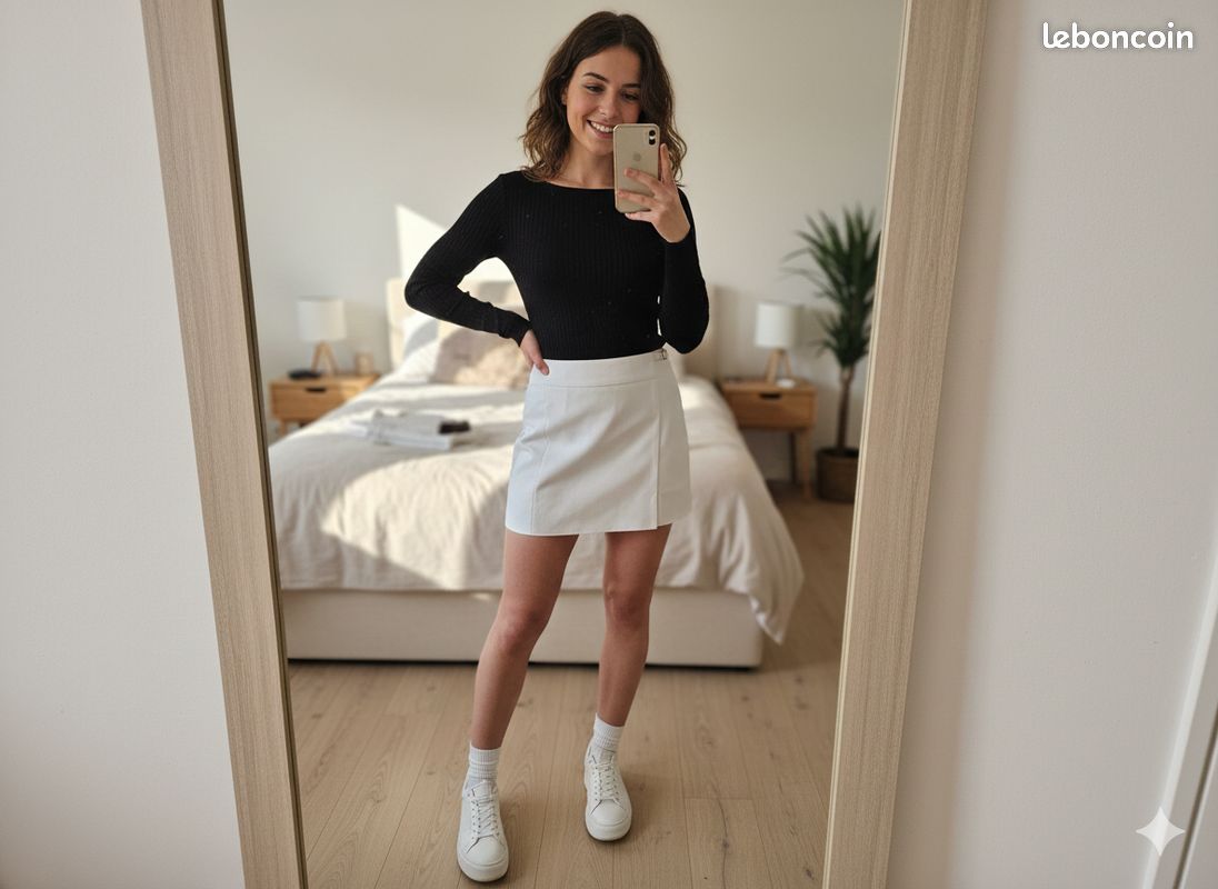 Jupe Longue Zara Blanche – Taille 12 (M), Coton/polyester, état Impeccable