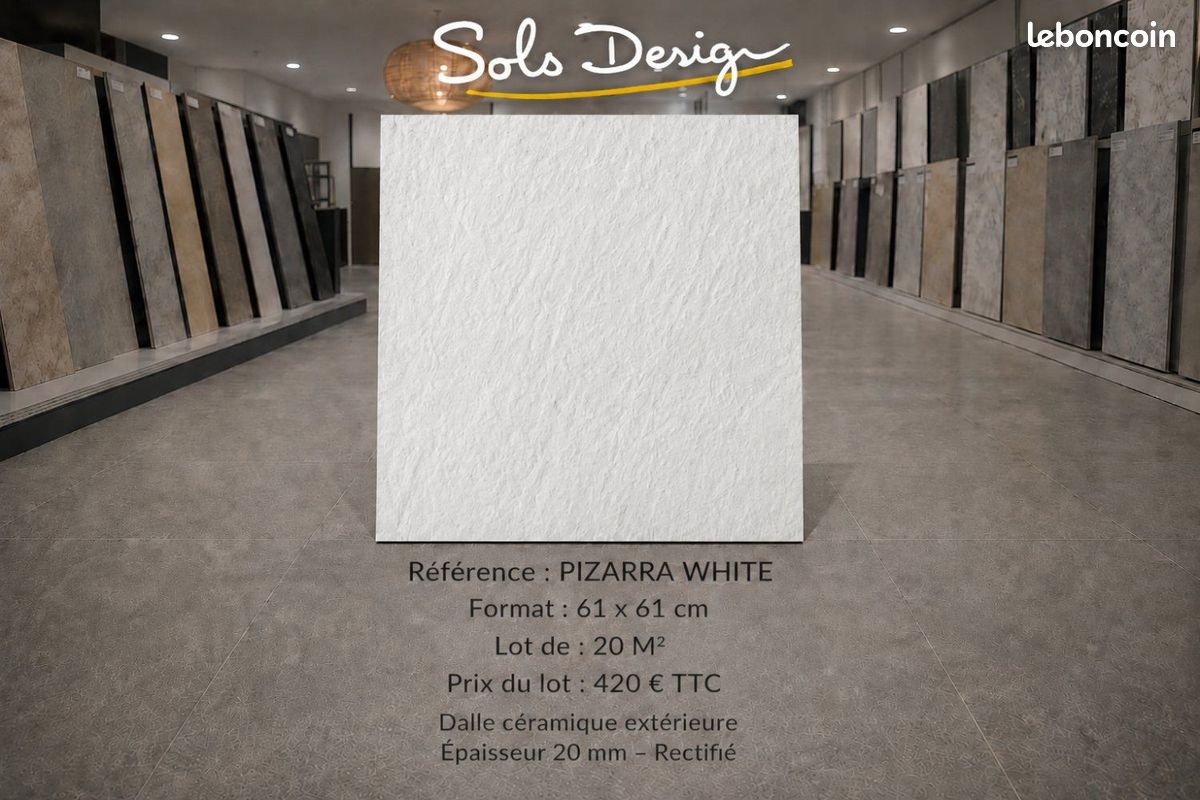 🔥GRAND DESTOCKAGE DE JUILLET - DALLE EXTERIEUR PIZARRA WHITE 60x60🔥 (image 1)