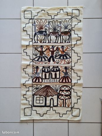 Tapisserie Murale Péruvienne Tissée Main - Laine 100% - Art Folklorique 14x14