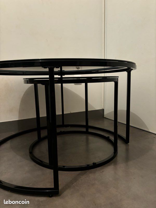 Duo table basse noir ronde (image 5)