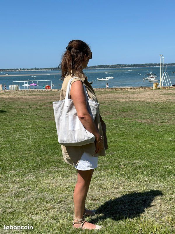 Sac et trousses toile rayée idéal cadeau été plage recycling (image 6)