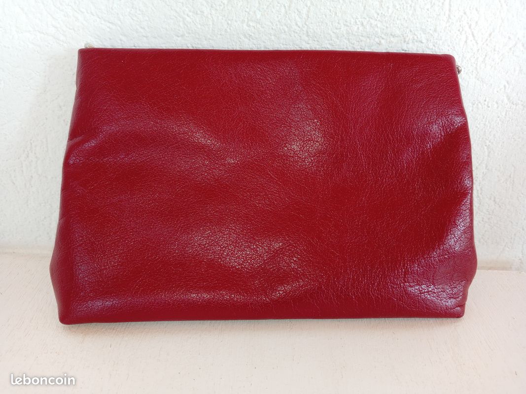 Pochette Soirée Femme – Rouge, En Daim, Style Enveloppe, Neuve Avec étiquettes