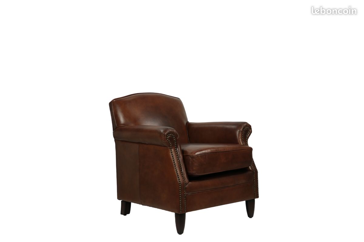 Fauteuil Club en cuir Vintage - Decoduweb - expédition OFFERTE (image 3)