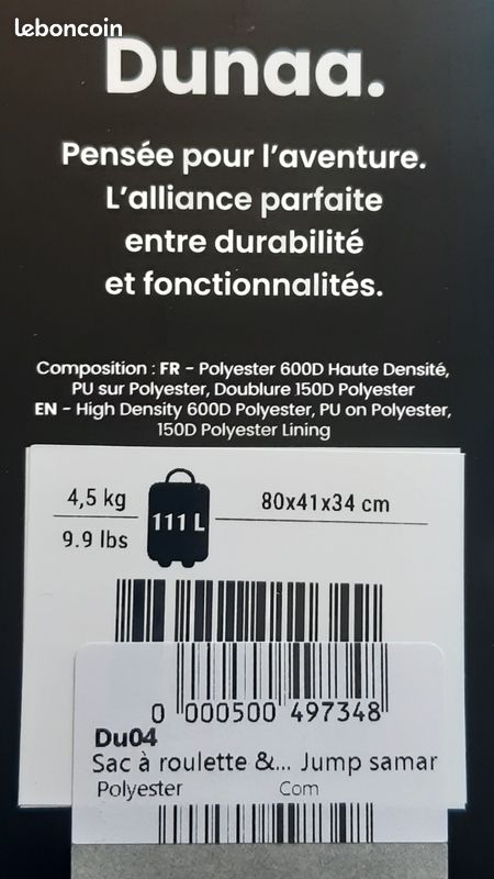 GRANDE VALISE, 111L, multipoches, portage 3-en-1, marque française (image 14)