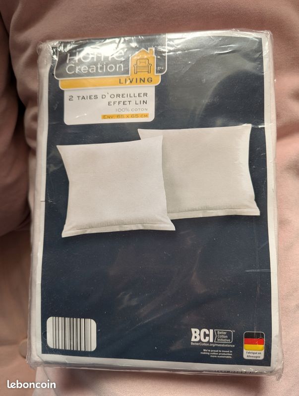 Lot de 2 Taies d'oreiller coton coloris abricot - Linge de maison