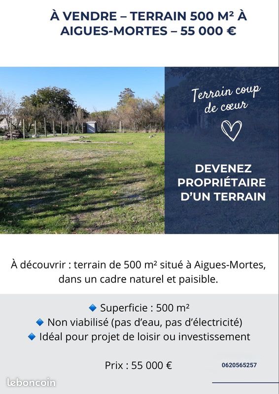 Terrain non constructible · à Aigues-Mortes · 55 000 €