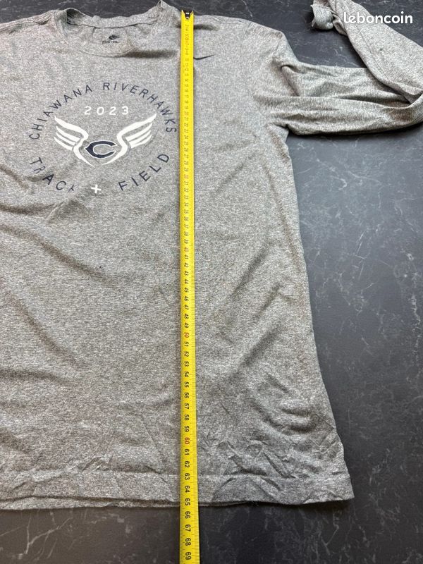 T-shirt à manches longues Nike Sport matière dri-fit imprimé sportif Running gris Homme Taille M (image 8)