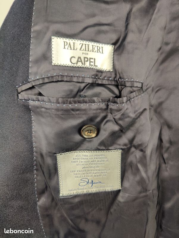 Veste Pal Zileri en cachemire Loro Piana bleu marine effet velours