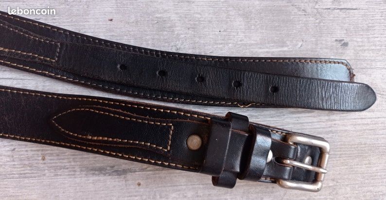 Ceinturon En Cuir Noir Vintage - Style Rock/cowboy, Taille 91 Cm, Pour Homme