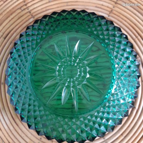 Saladier Vert émeraude Arcoroc Avec 6 Coupelles Assorties - Vaisselle Vintage En Verre