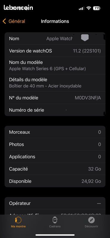 Apple Watch série 6 gps + cellular 40mm (image 5)