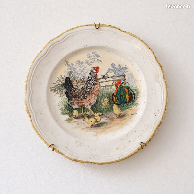 Ancien Support à Assiettes En Bois Déco Pastèque - Style Campagne, Années 70-90