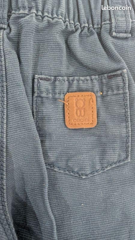 Pantalon droit en velours côtelé bleu canard Obaïbi - 6 mois (68 cm) (image 6)