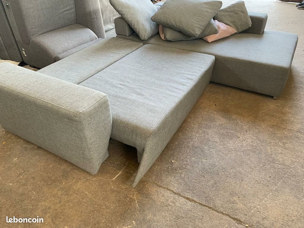 Superbe canapé d'angle convertible gris souris (image 5)