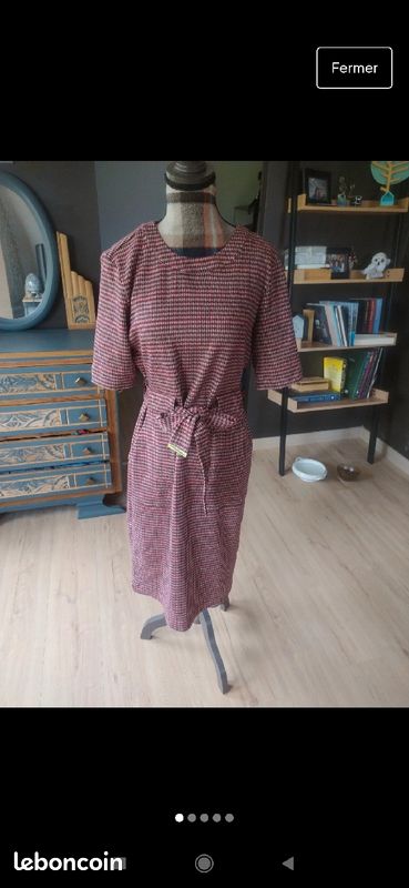 Superbe robe pied de poule rouge style vintage next taille 38 (image 1)