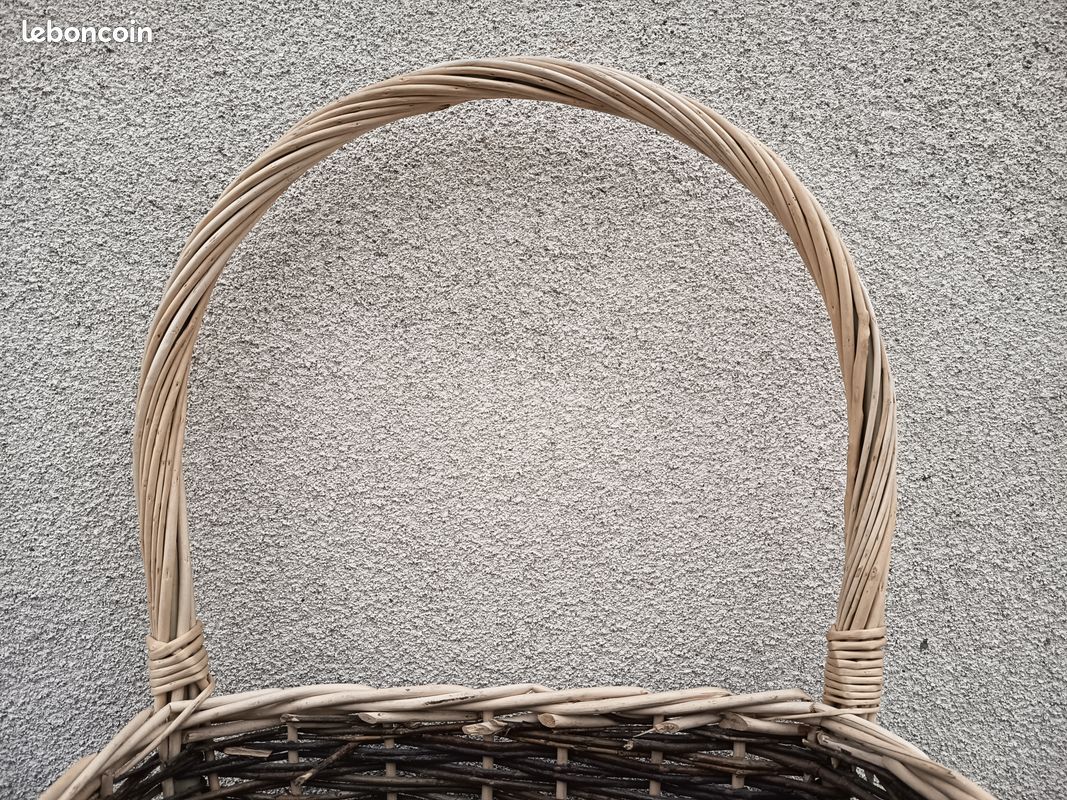 Chariot sur 2 roulettes en osier 43 X 36 X 27-41 cm 52 lites structure en acier, fond en contreplaqué (image 4)
