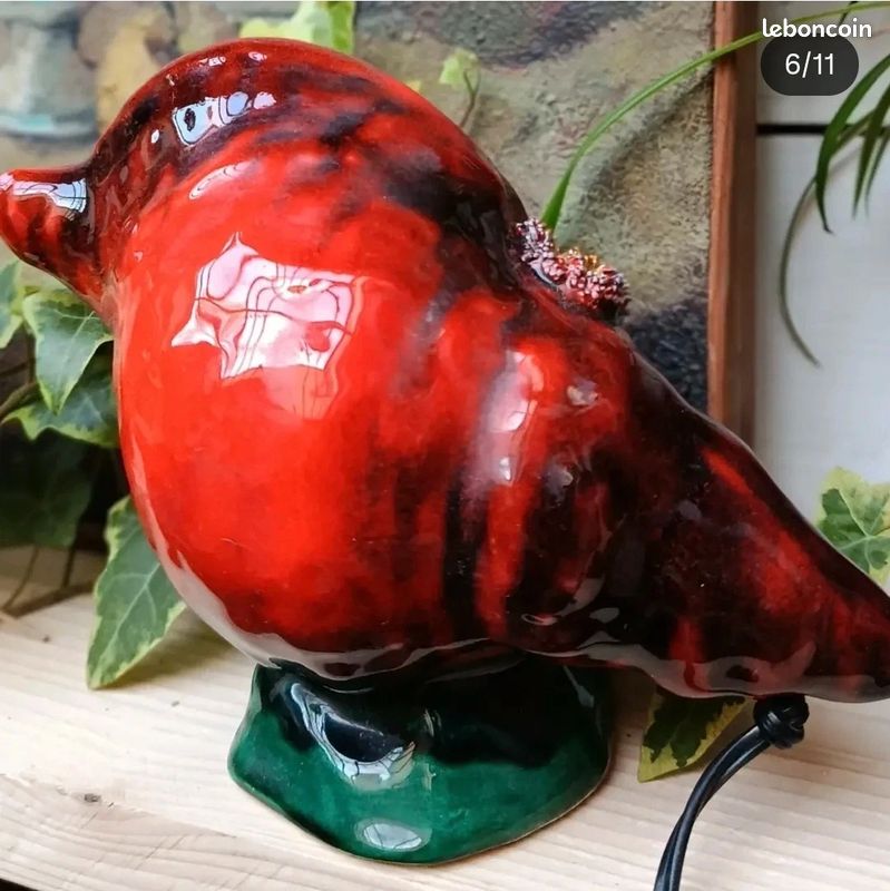 Lampe veilleuse coquillage Vallauris signée Bigorneau céramique vintage décor marin (image 4)