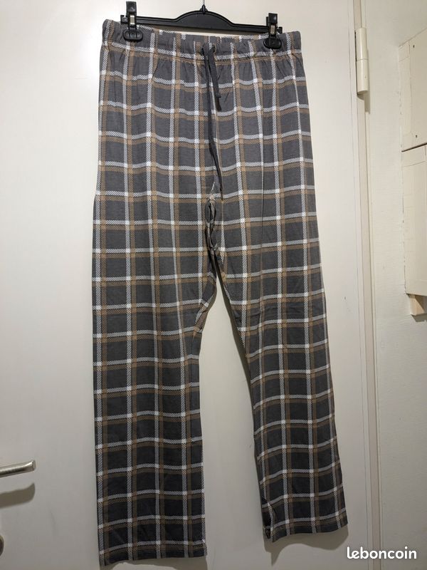 Pyjama homme gris, à carreaux Melba. Taille XXL (image 3)