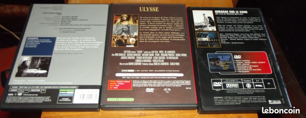 Dvd LEON MORIN PRETRE BELMONDO - PEPLUM ULYSSE KIRT DOUGLAS - GUERRE OURAGAN SUR LE CAINE HUMPHREY (image 2)