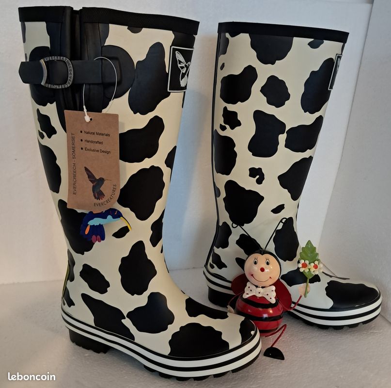 Bottes De Pluie Western Chief Femme Chelsea Noir/blanc Carreaux - Taille 9 étanche