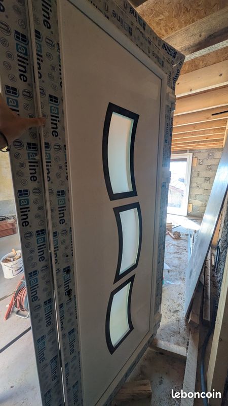 Porte d'entrée pvc 965x2200mm bois/blanc (image 3)
