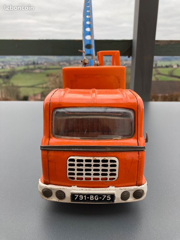 Jouet Ancien JOUSTRA Grande Grue De Chantier Tôle Mécanique 1960 Jouet Ancien JOUSTRA Grande Grue De Chantier Tôle Mécanique 1960