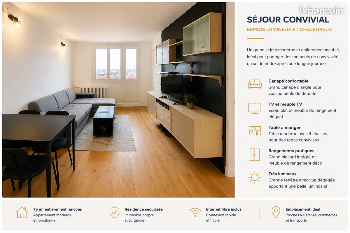 Appartement 5 pièces 80 m² · à Nanterre · 80 m² · 690 €/mois