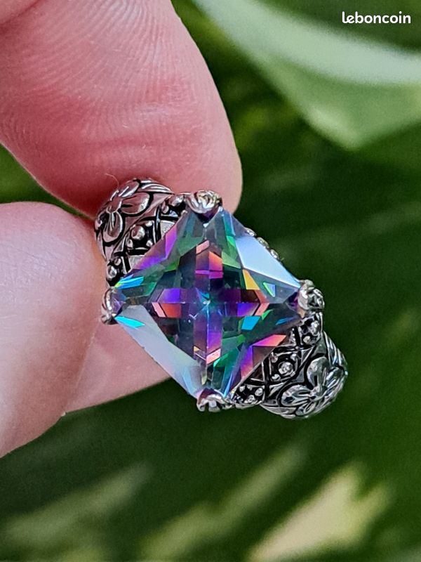 Chevalière universitaire, Argent 925 Vintage, Oxyde de zirconium rose