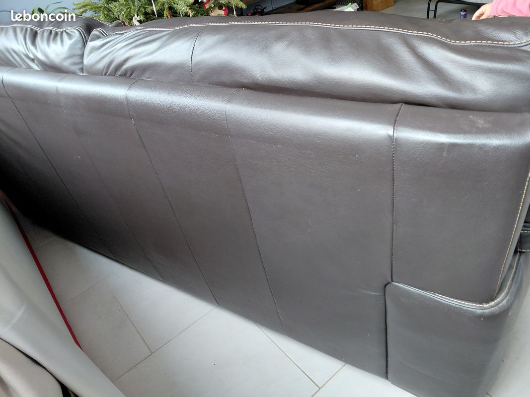 Canape marron 3 places (image 6)