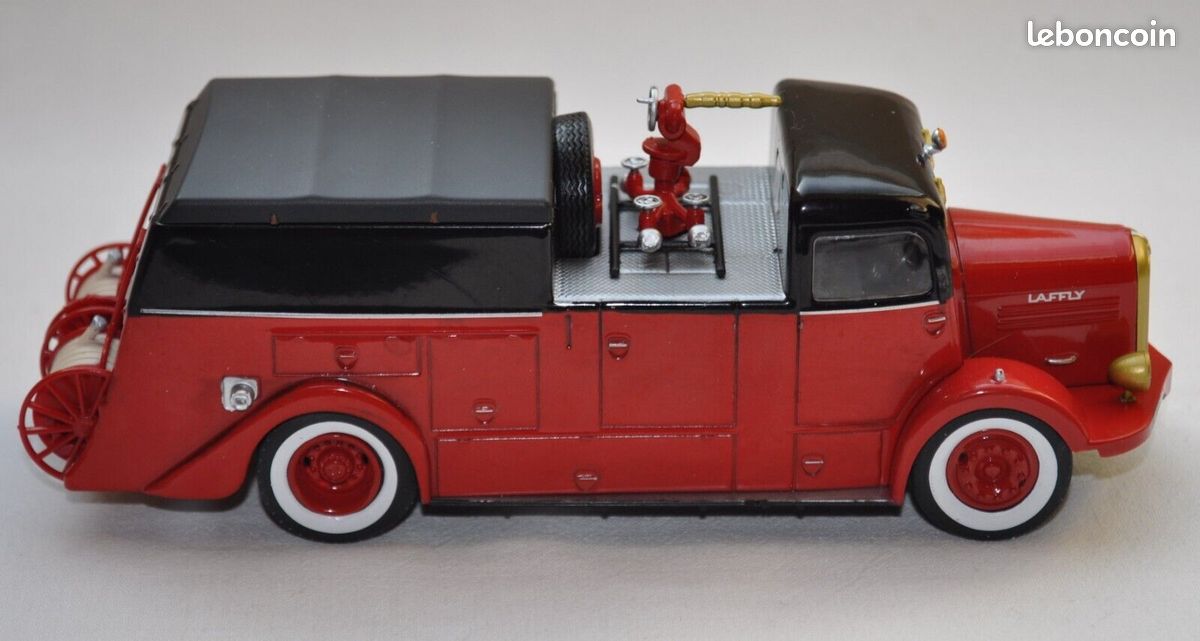 Miniature Fourgon Pompe Laffly ACL 5 C6 1949 – Minitrucks 1/43 Pompiers Résine Rouge