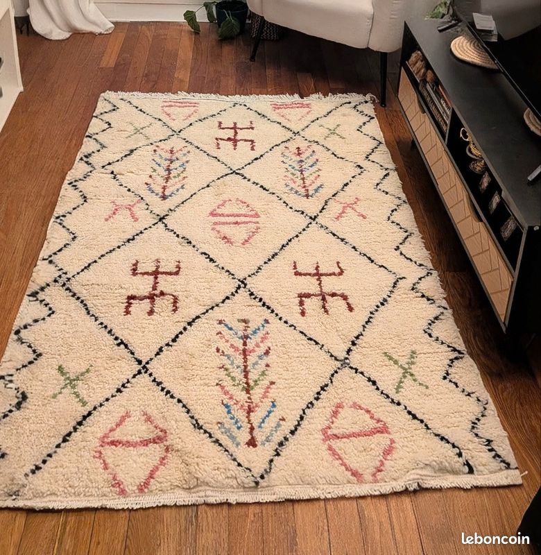 Tapis Berbère Fait Main - Laine Blanche, Dimensions 220x200 Cm, Neuf Avec étiquettes