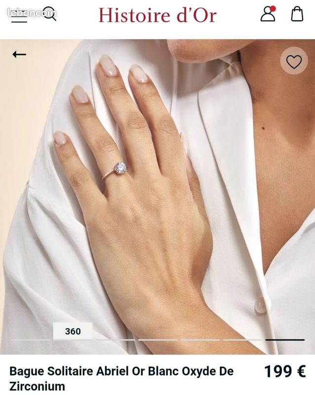 Bague femme or blanc et zirconium (image 1)