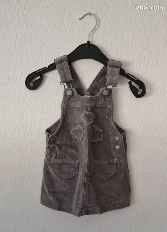 Robe salopette grise pour fille taille 18 mois Vêtements bébé