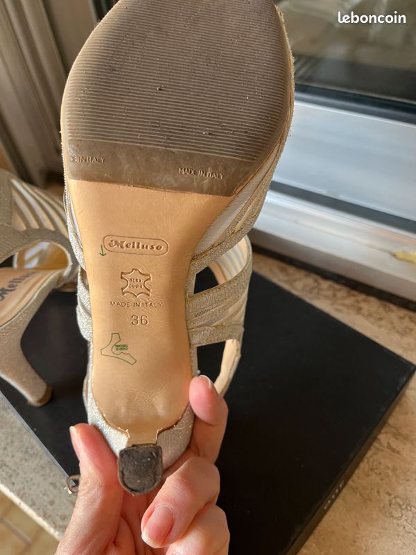 Sandales Compensées ART En Cuir Et Tissu Gris Clair - Taille 40, Occasion TTBE