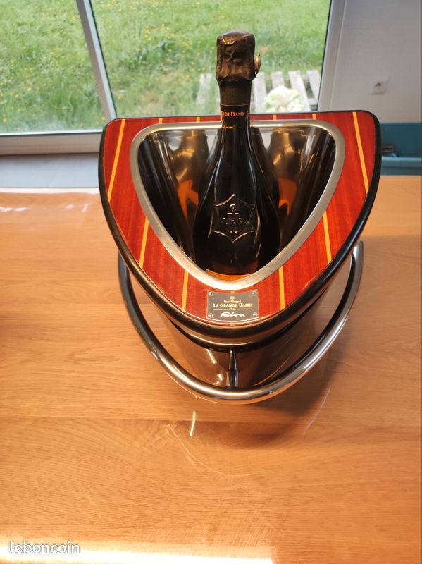 Seau à Champagne En étain Noir Fumé Et Orange Veuve Clicquot Signe Christophe Pillet