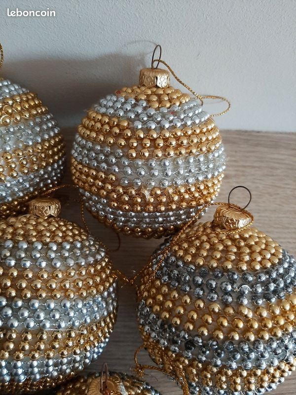 Lot de 6 boules grises et dorées (image 4)