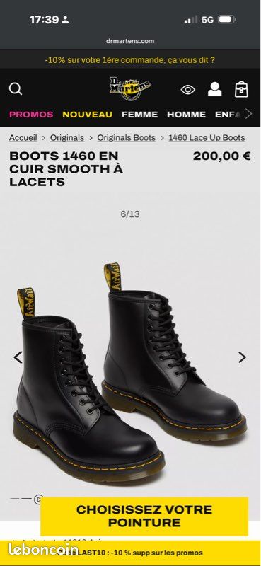 Dr. Martens 1460 noires cuir – Taille 40 – Très bon état (image 7)