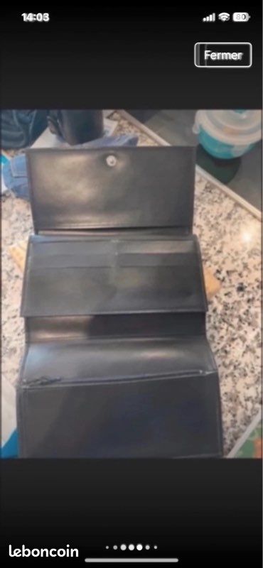 Porte feuille porte monnaie séquoia cuir noir bon état (image 12)