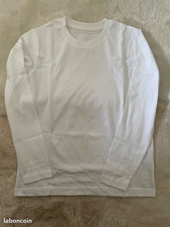 Pull Fille George – Rayé Blanc, Col Rond, Manches Longues, Coton, Taille 6-7 Ans, Très Bon état