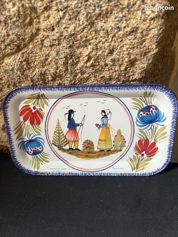 Lot de 3 petites plateaux en étain Quimper Faïenceries Henriot HB (image 2)