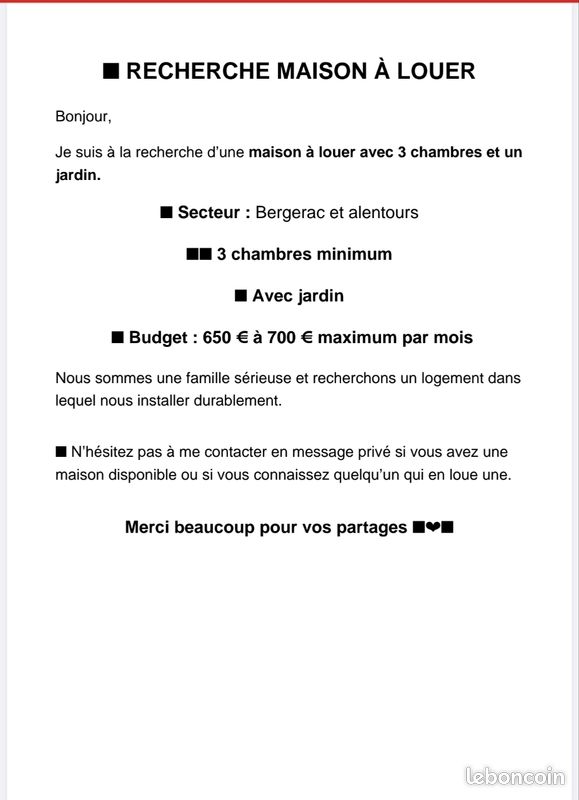 Maison 3 pièces 90 m² · à Bergerac · 90 m² · 700 €/mois