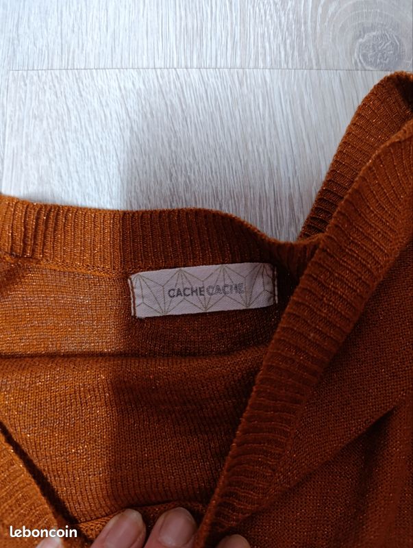 Pull Femme manches longues marron léger cache taille 38 (image 5)
