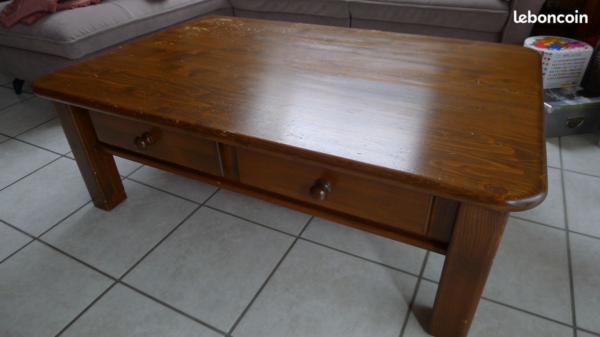 Table basse en pin massif de 120 x 80 x 43 cm (LxPxh) (image 1)