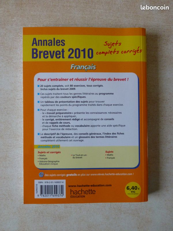 Annales BREVET Français - Sujets et corrigés (image 2)