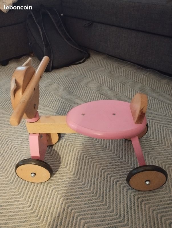 Porteur en bois chat rose (image 3)