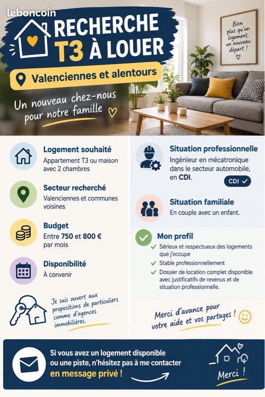 Maison 3 pièces 57 m² · à Valenciennes · 57 m² · 730 €/mois