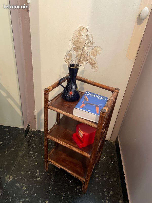 Petite console d’appoint bambou rotin (image 1)