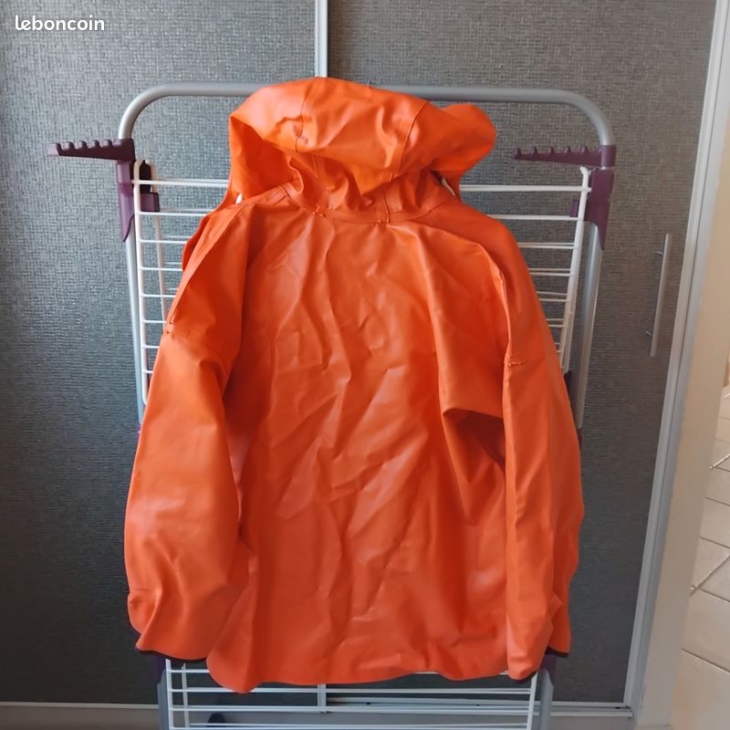 Manteau De Pluie Vintage Grundens Of Sweden – Homme, Orange, PVC, Taille M